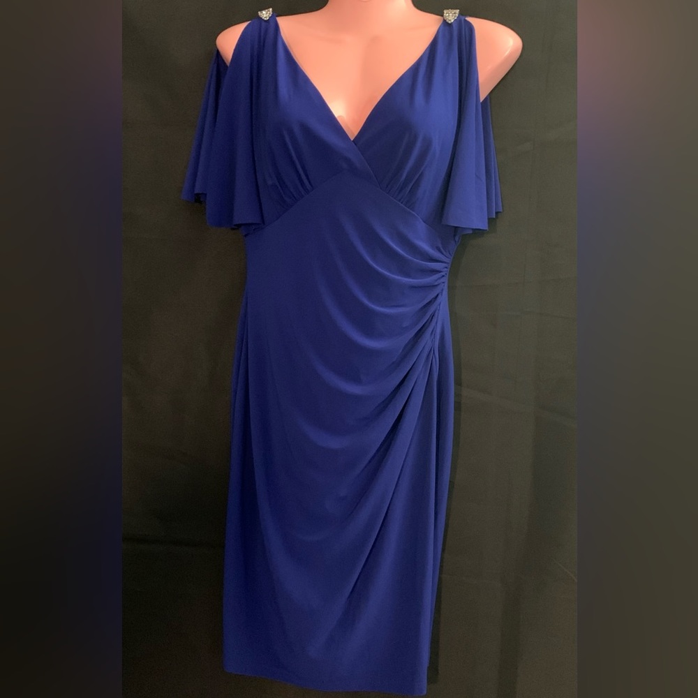 Chaps Women’s Blue Jeweled Cocktail Party Prom Dress Size 6 Petite NWT